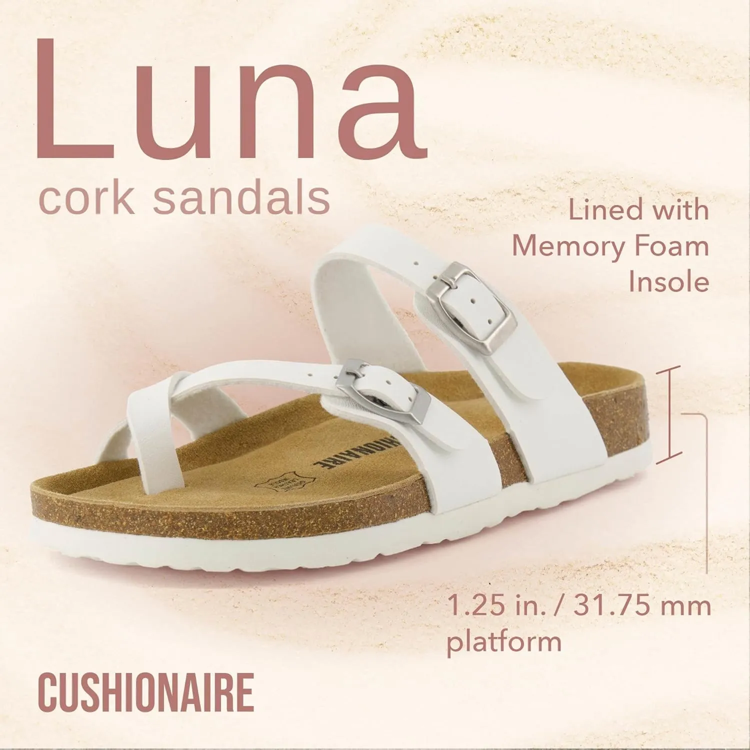 CUSHIONAIRE Women's Luna Cork Footbed Sandal With  Comfort