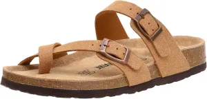 CUSHIONAIRE Women's Luna Cork Footbed Sandal With  Comfort