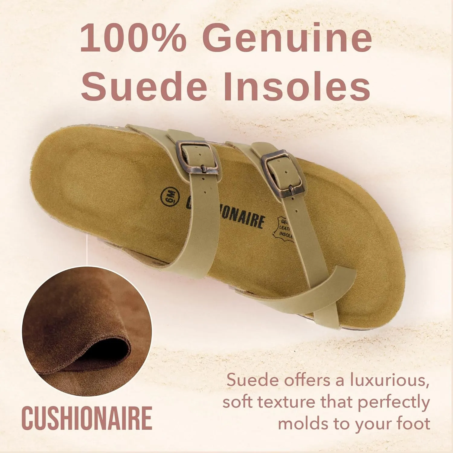 CUSHIONAIRE Women's Luna Cork Footbed Sandal With  Comfort