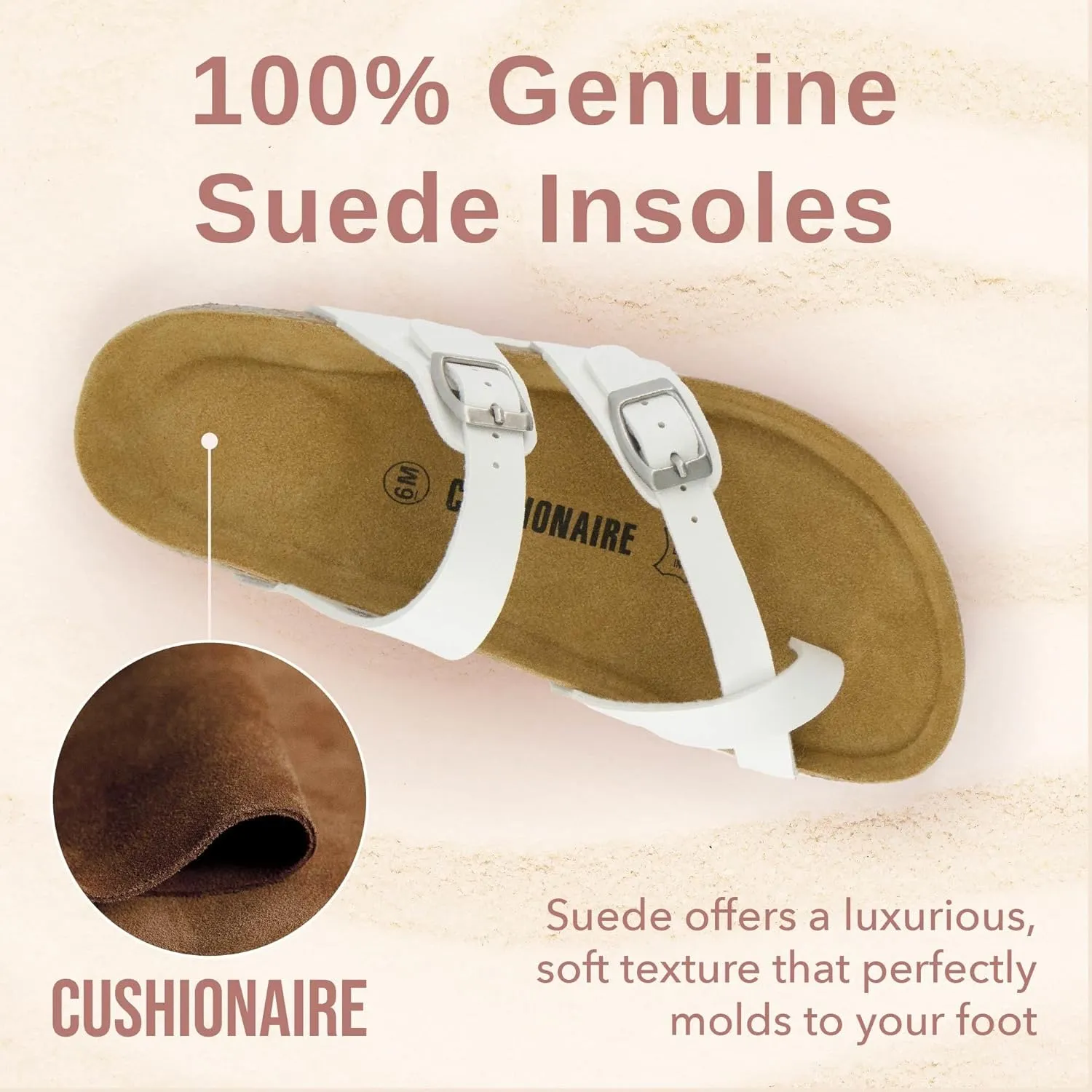 CUSHIONAIRE Women's Luna Cork Footbed Sandal With  Comfort