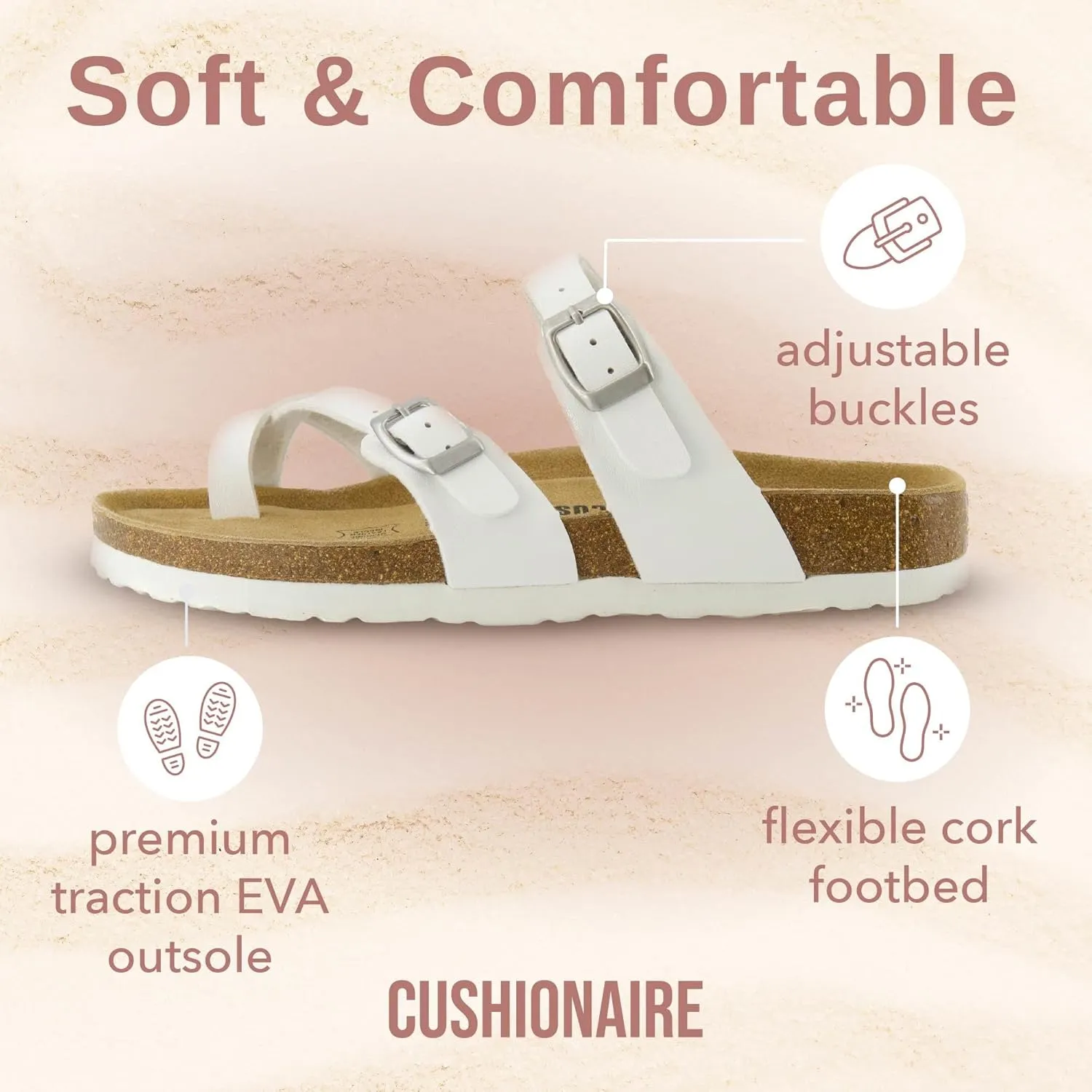 CUSHIONAIRE Women's Luna Cork Footbed Sandal With  Comfort