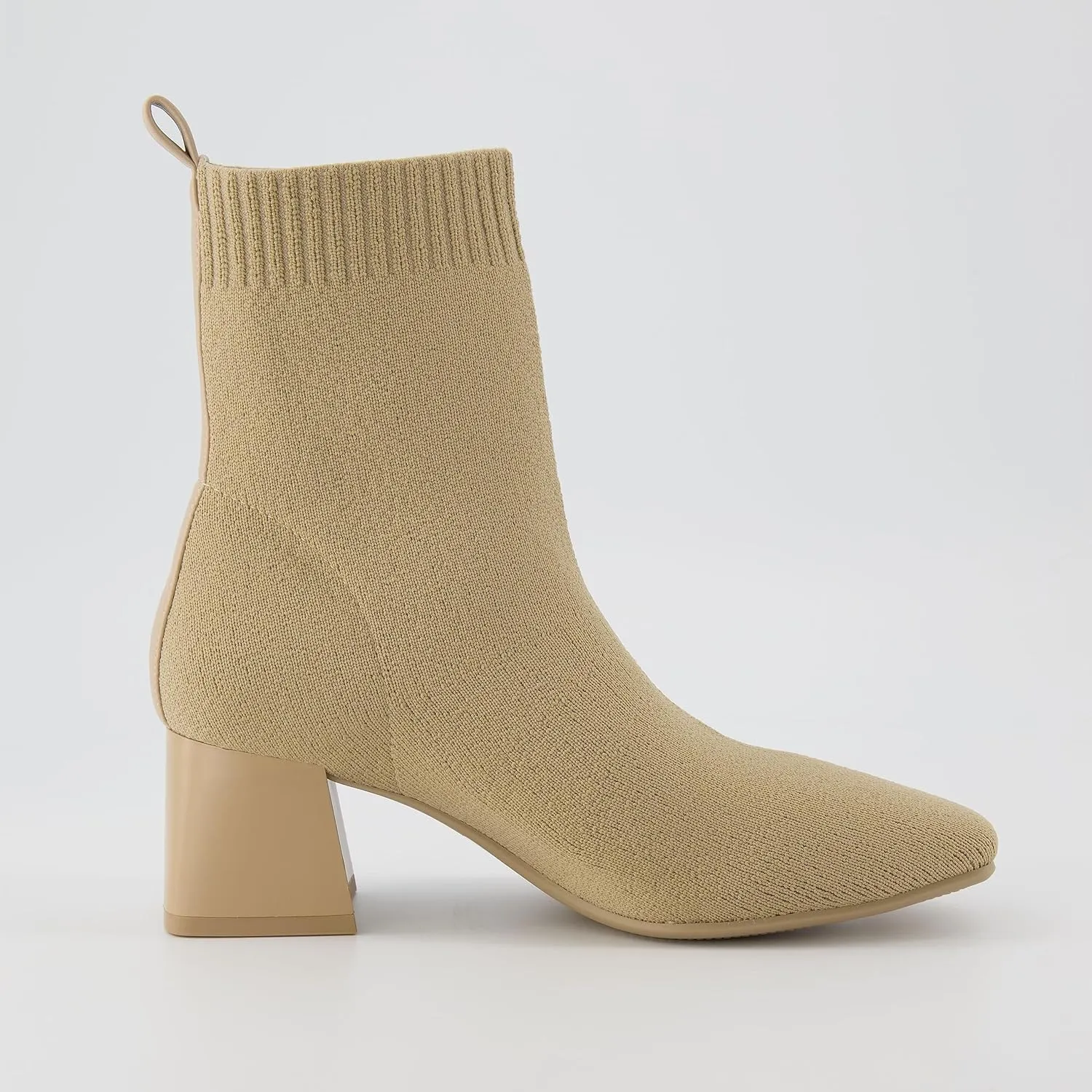 CUSHIONAIRE Women's Milo Stretch Ankle Sock Boot – Soft Knit Upper, Memory Foam Padding, Lightweight 1.75" Heel, Wide Widths Available