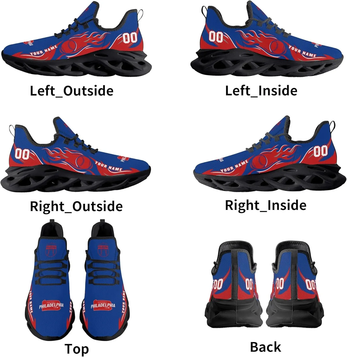 Custom Baseball Flex Control Sneakers Personalized Fan Men's Breathable Name Number Gift Workout Athletic Gym Slip-on Shoes