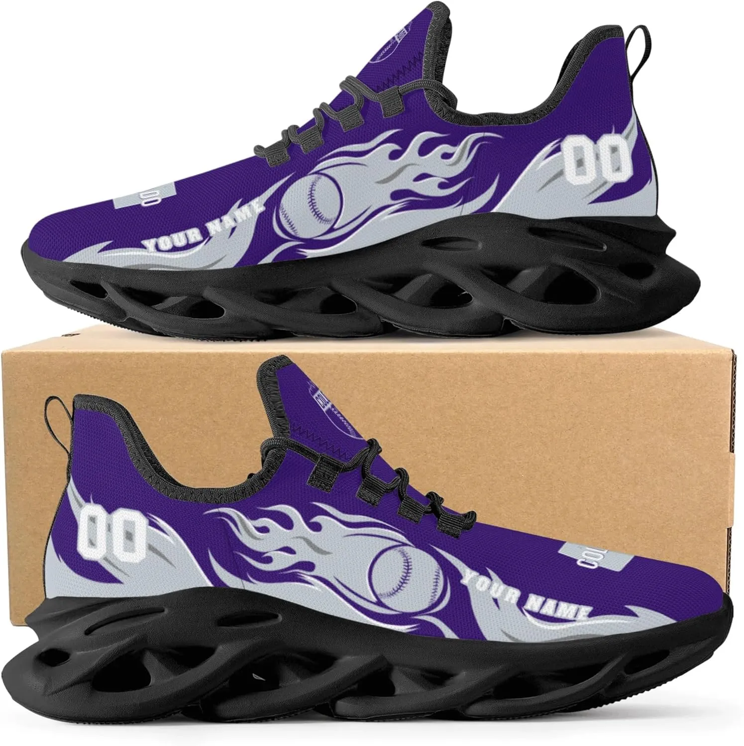 Custom Baseball Flex Control Sneakers Personalized Fan Men's Breathable Name Number Gift Workout Athletic Gym Slip-on Shoes