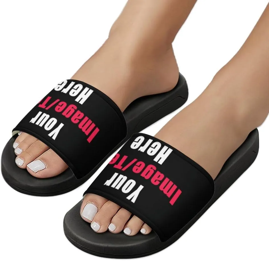 Custom Slides Sandals Personalized Add Your Name Photo Design Sandals Fashion Beach Sandals Comfort Bathroom Shower Shoes Non Slip Indoor Outdoor Water Sandals for Women Men