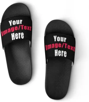 Custom Slides Sandals Personalized Add Your Name Photo Design Sandals Fashion Beach Sandals Comfort Bathroom Shower Shoes Non Slip Indoor Outdoor Water Sandals for Women Men
