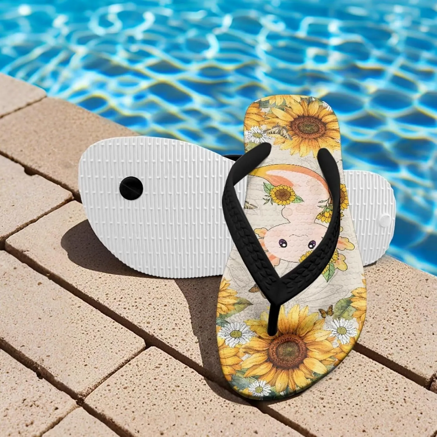 Cute Axolotl Kids Sandals Flip Flops Girls Shower House Slippers Soft Cushion Foam Summer Sandals