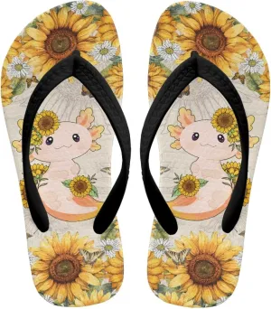 Cute Axolotl Kids Sandals Flip Flops Girls Shower House Slippers Soft Cushion Foam Summer Sandals