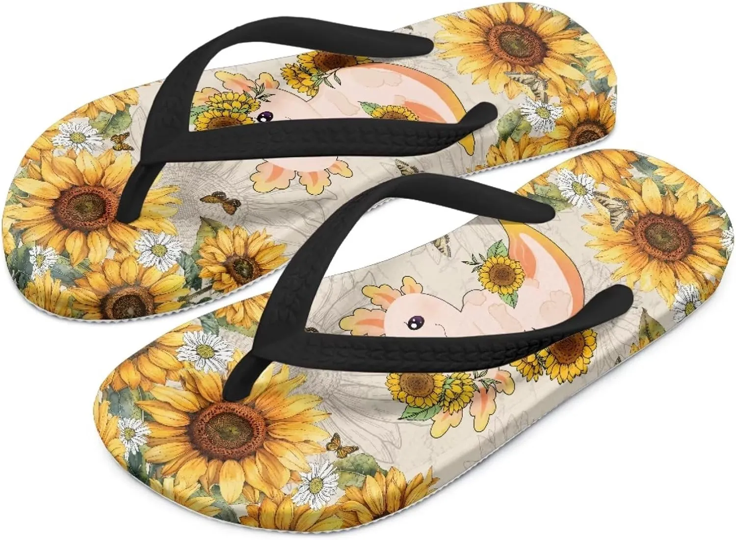 Cute Axolotl Kids Sandals Flip Flops Girls Shower House Slippers Soft Cushion Foam Summer Sandals