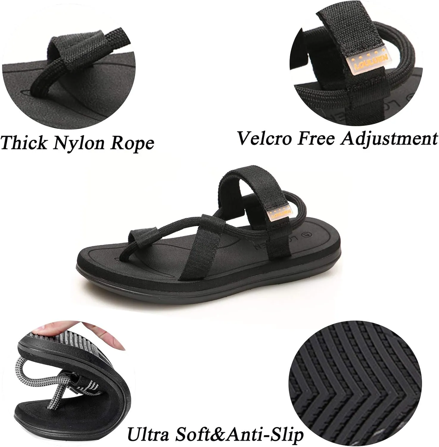 CYian Mens Sandals Slippers Rubber Flip Flops for Men Shoes with Fashion Eastic Strap Free Adjustment Indoor Outdoor