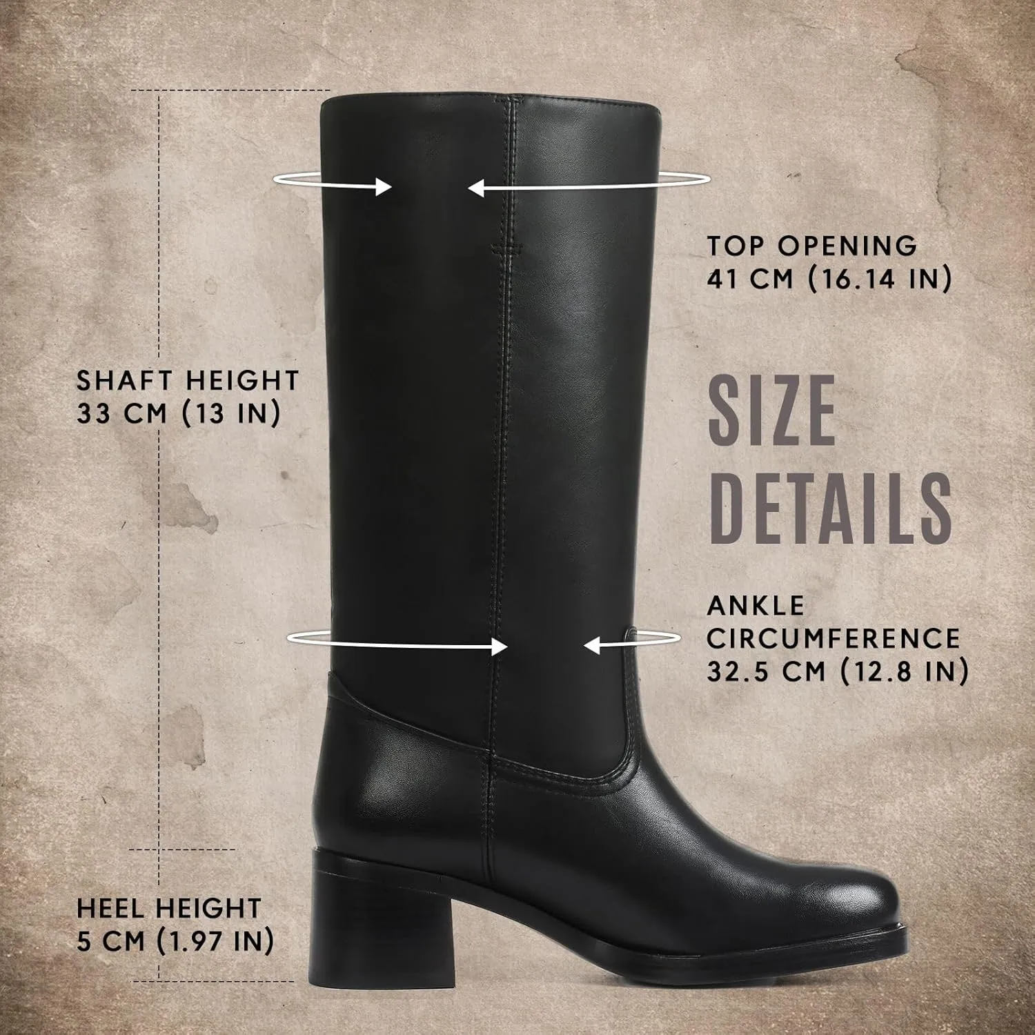 CYNLLIO Knee High Wide Calf Boots for Women: Square Toe Chunky Block Heel Boots, Casual, Long, Country, Walking, Office Shoes