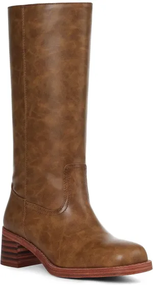 CYNLLIO Knee High Wide Calf Boots for Women: Square Toe Chunky Block Heel Boots, Casual, Long, Country, Walking, Office Shoes