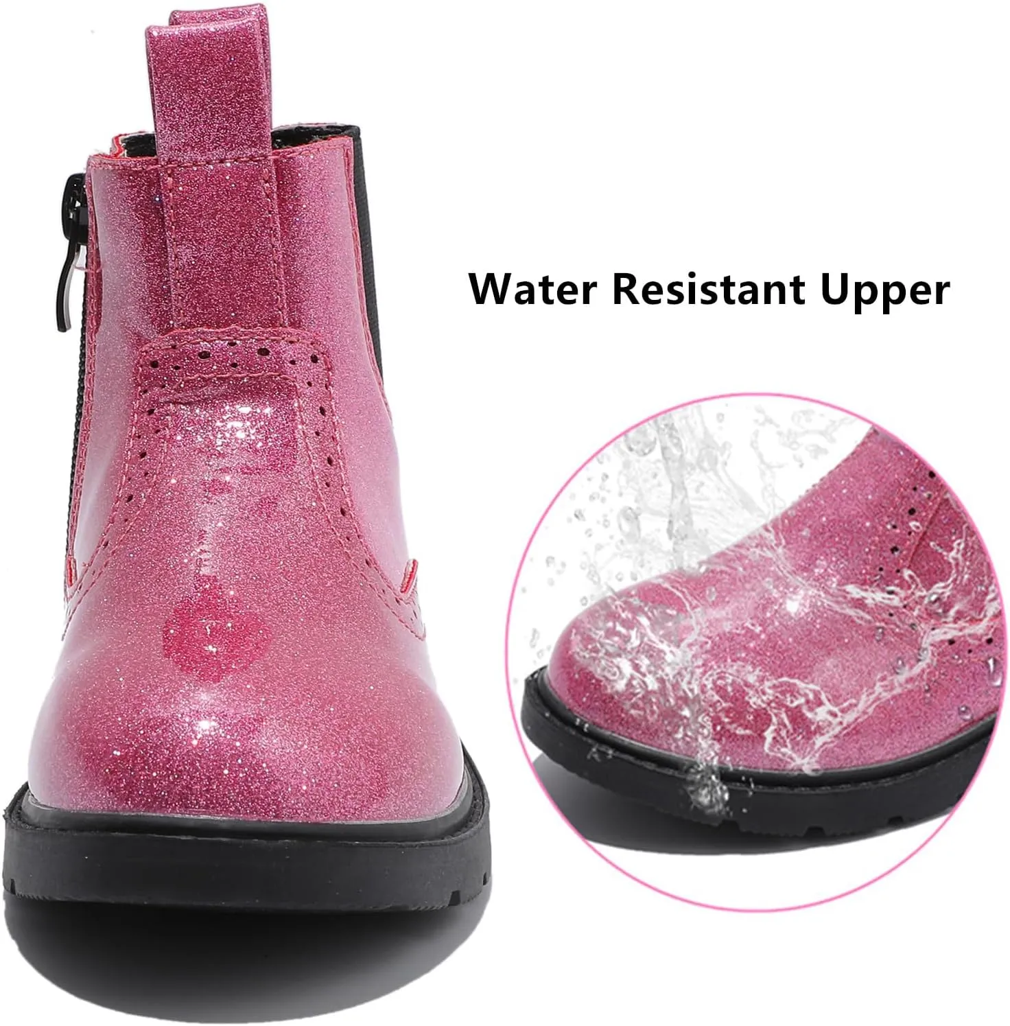 DADAWEN Boys Girls Waterproof Outdoor Side Zipper Comfort Chelsea Ankle Boots Combat Ankle Booties (Toddlers/Little Kids/Big Kids)