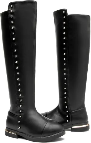 DADAWEN Girl's Waterproof Side Zipper Knee High Riding Boots (Toddler/Little Kid/Big Kid)