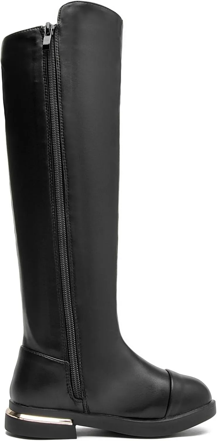 DADAWEN Girl's Waterproof Side Zipper Knee High Riding Boots (Toddler/Little Kid/Big Kid)