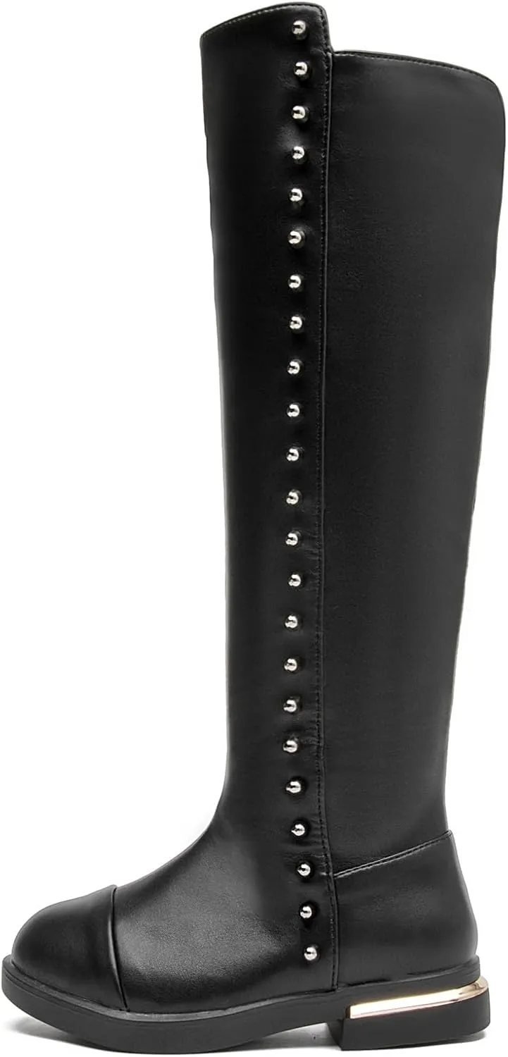 DADAWEN Girl's Waterproof Side Zipper Knee High Riding Boots (Toddler/Little Kid/Big Kid)