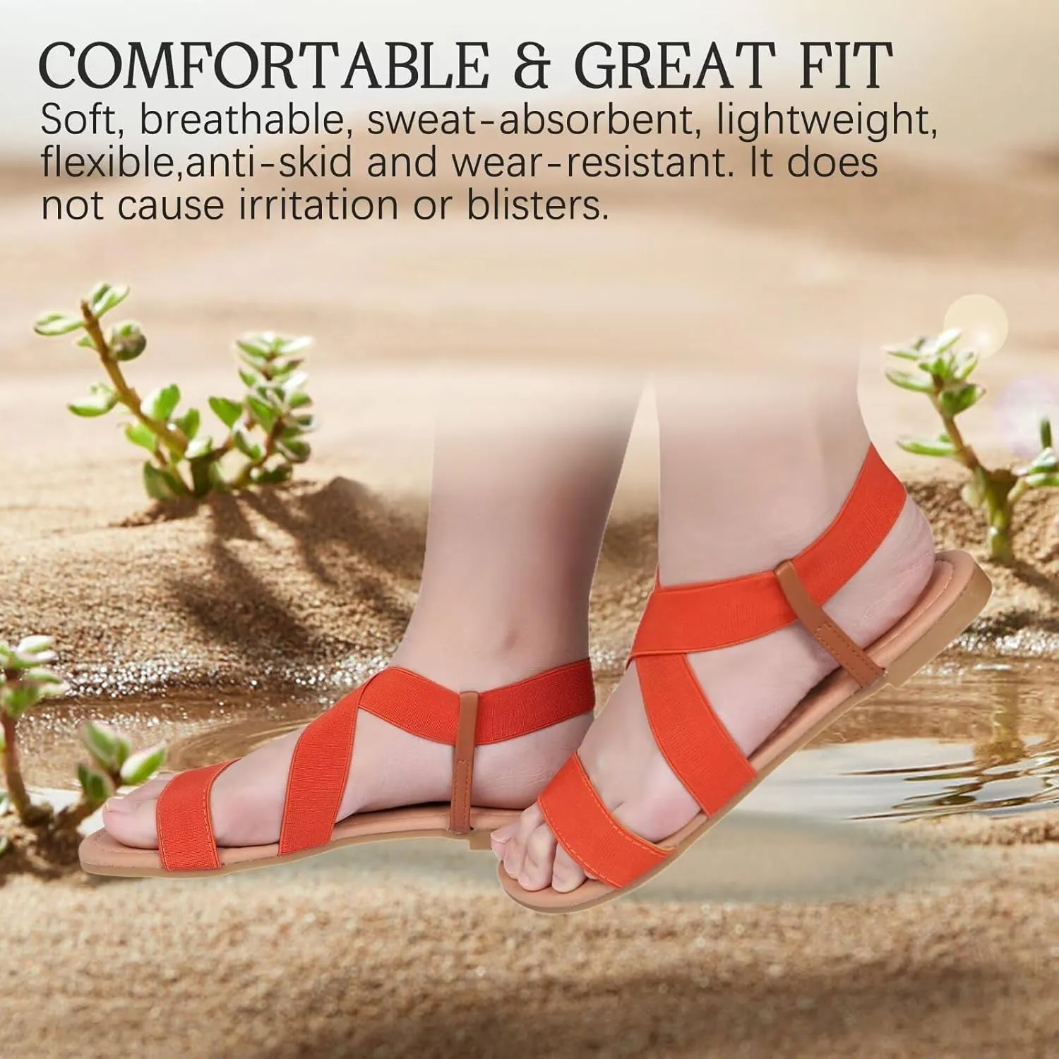 DAYDAYGO Women's Elastic Flat Sandals