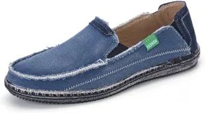 Denim Cloth Washed Loafers for Men's Vintage Slip On Round top Lightweight Casual Shoes Low Top WearResistant Elastic Band Walking Flat Slippers