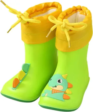 Dinosaur Rain Boots Toddler 9 Rain Boots Baby Colorful Plush Water Shoes Eva Soft Outdoor Blue Boys Rain Boots