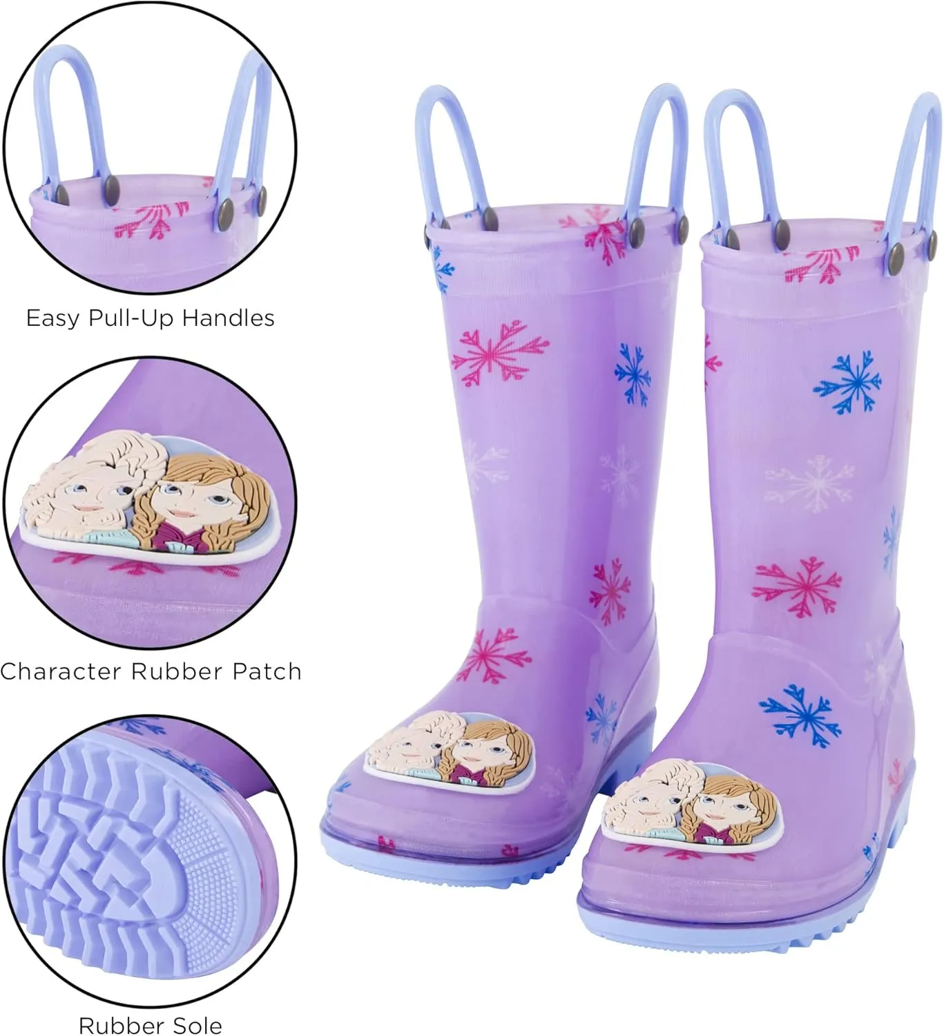 Disney Girl's Frozen Kids Rain Boots with Soft Removable Liner Snow