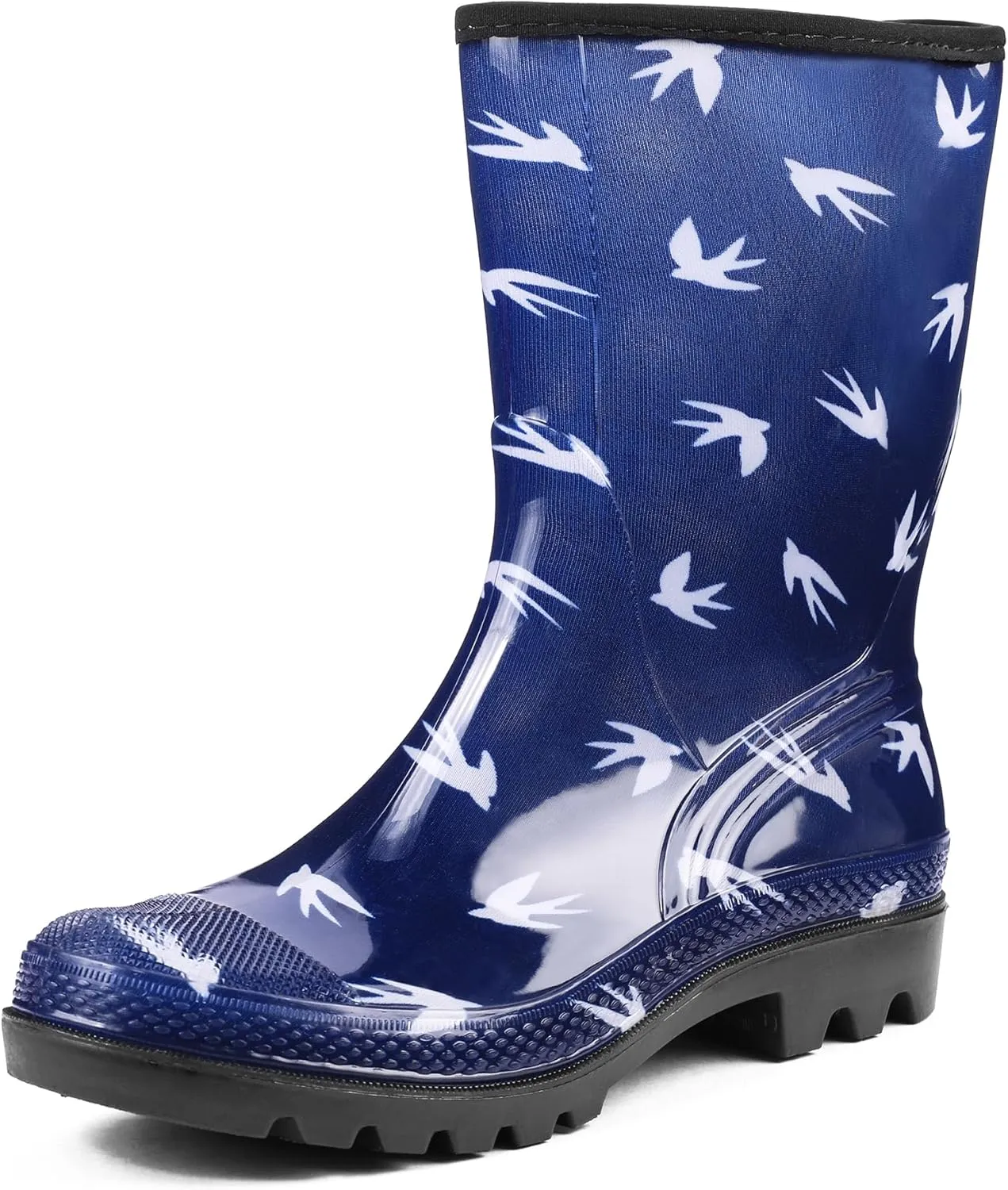 DKSUKO Waterproof Womens Rain Boots insulated,Lightweight Rubber fashion Boots in Gardening,Warm and Comfortable Wide Calf Rain Boots with Glossy in Outdoor