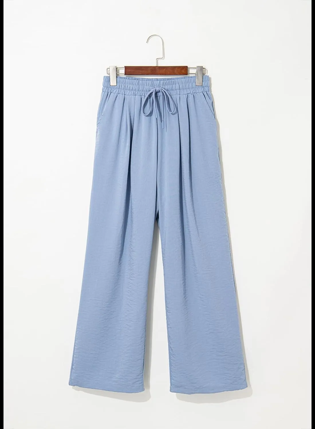 Dokotoo Womens Summer Wide Leg Business Casual Parachute Pants 2025 Drawstrings High Waisted Long Trousers with Pockets