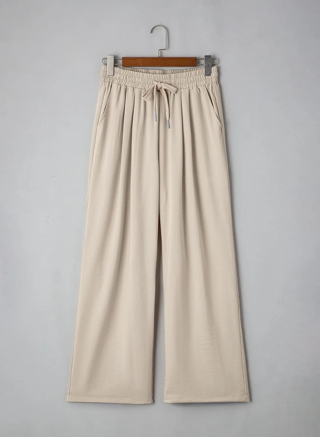Dokotoo Womens Summer Wide Leg Business Casual Parachute Pants 2025 Drawstrings High Waisted Long Trousers with Pockets