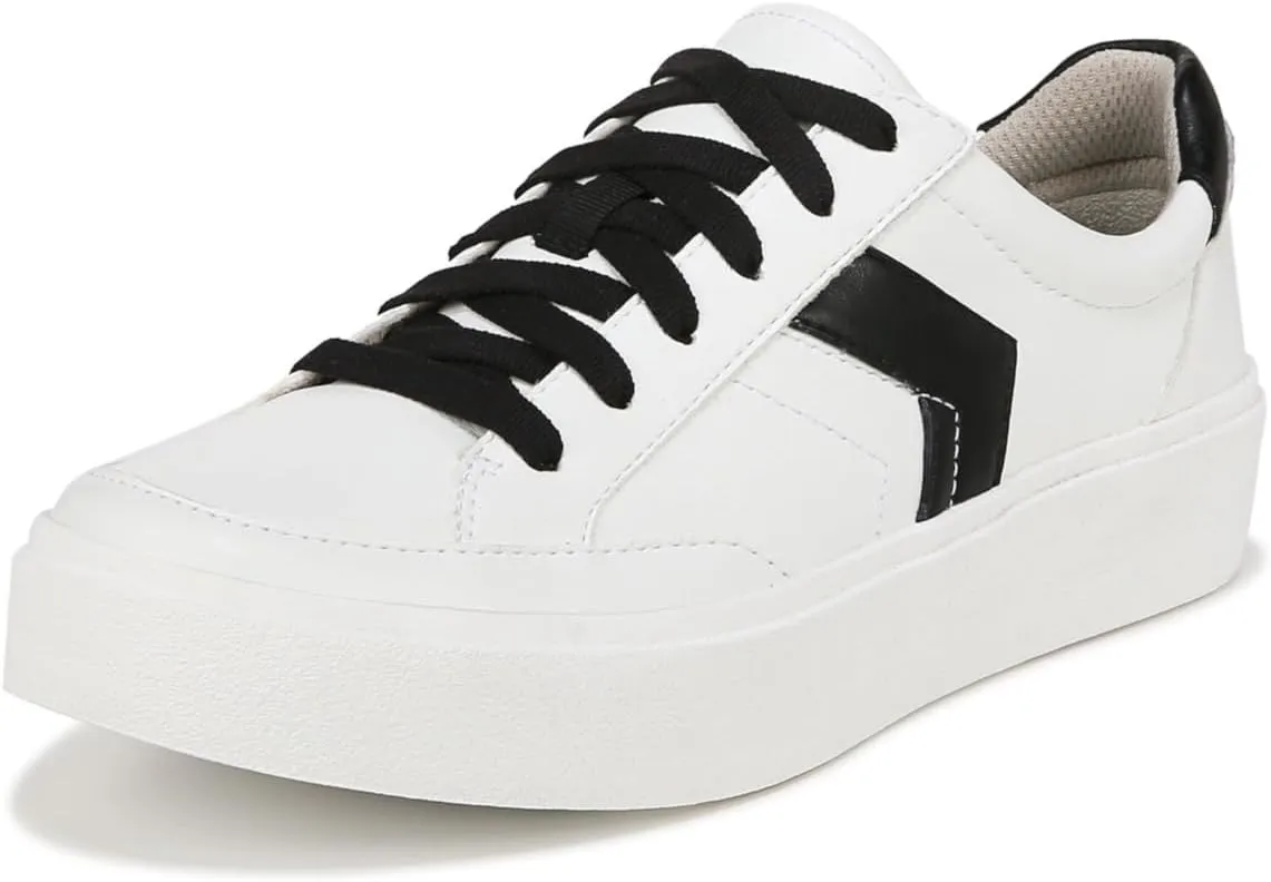 Dr. Scholl's Shoes Womens Madison Lace Sneaker Oxford White/Black Smooth 9 M