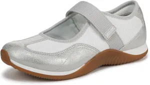 Dr. Scholl's Womens Goodie Mary Jane Flat Silver White Smooth 8 M