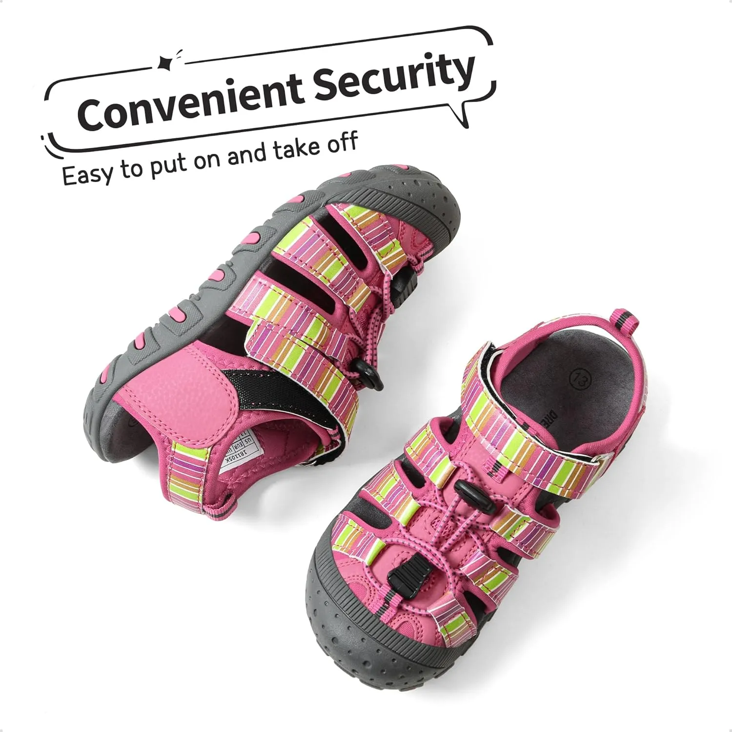 DREAM PAIRS Boys Girls Closed-Toe Outdoor Summer Sport Sandals for Little/Big Kid