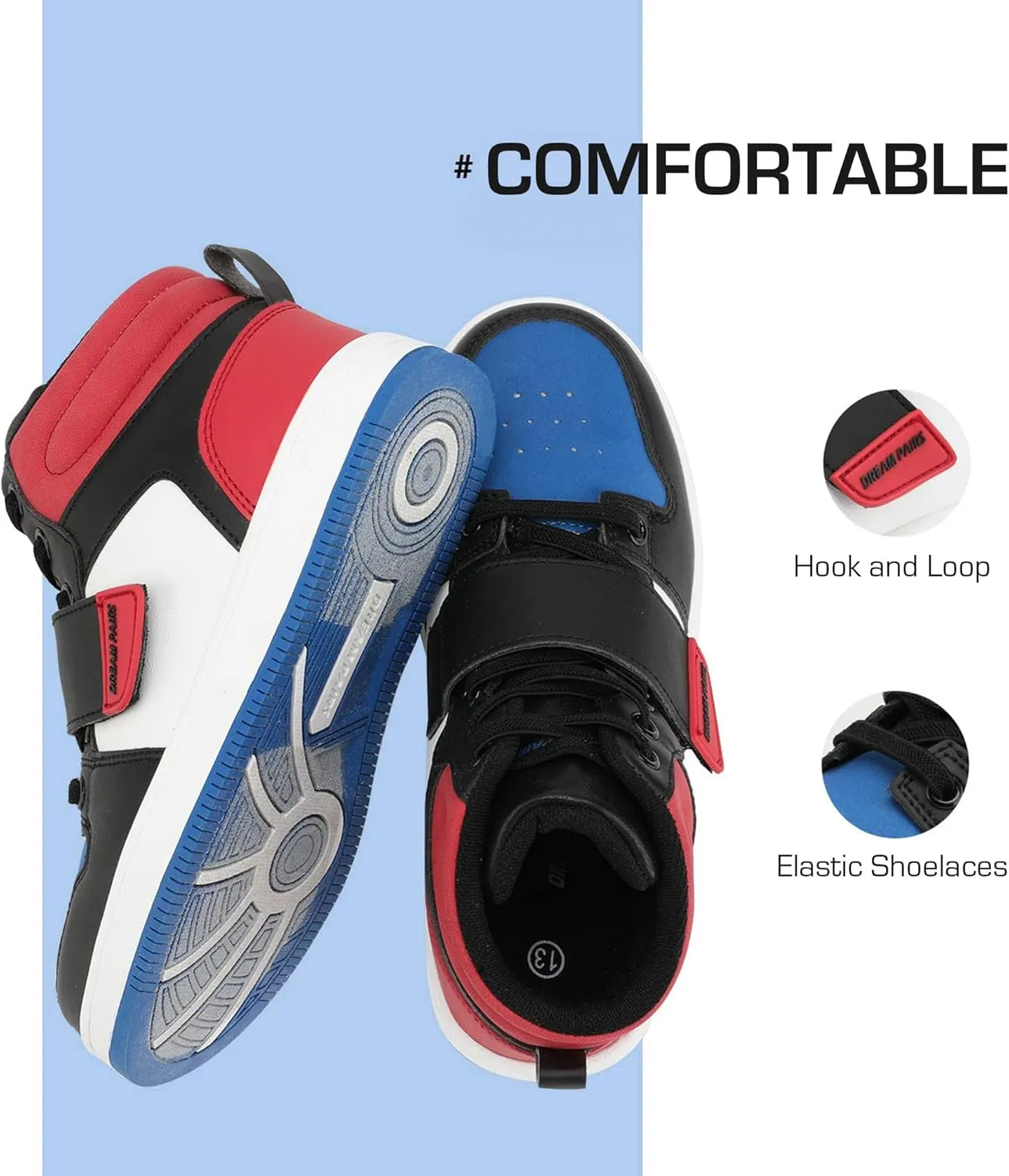 DREAM PAIRS Boys Girls High Top Sneaker LilLegends Skyhigh Basketball Shoes