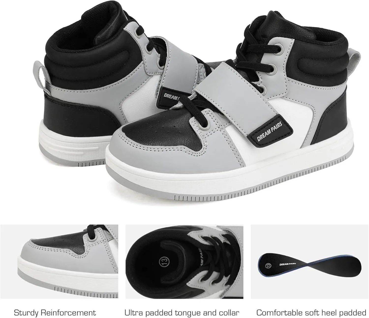 DREAM PAIRS Boys Girls High Top Sneaker LilLegends Skyhigh Basketball Shoes