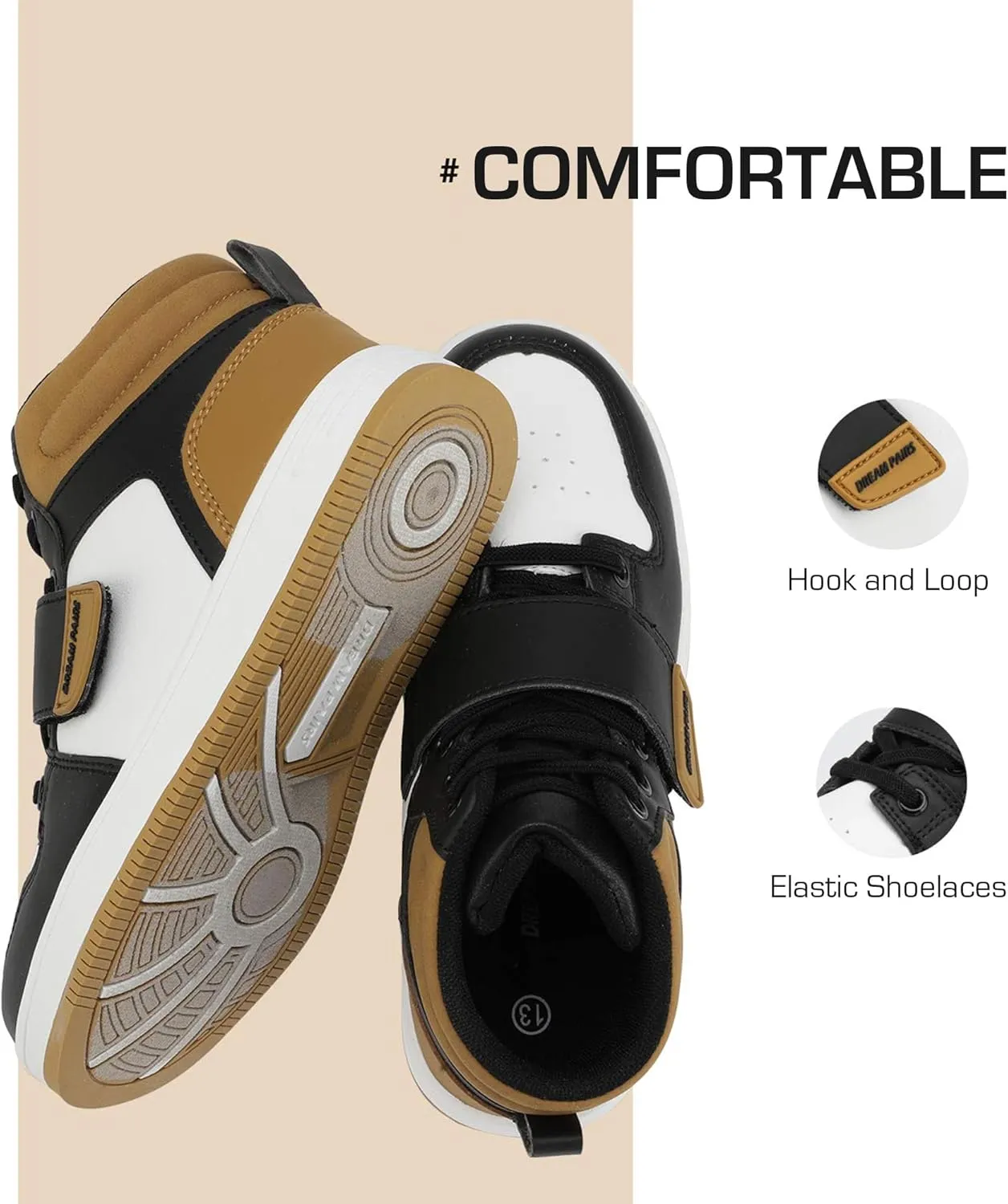 DREAM PAIRS Boys Girls High Top Sneaker LilLegends Skyhigh Basketball Shoes