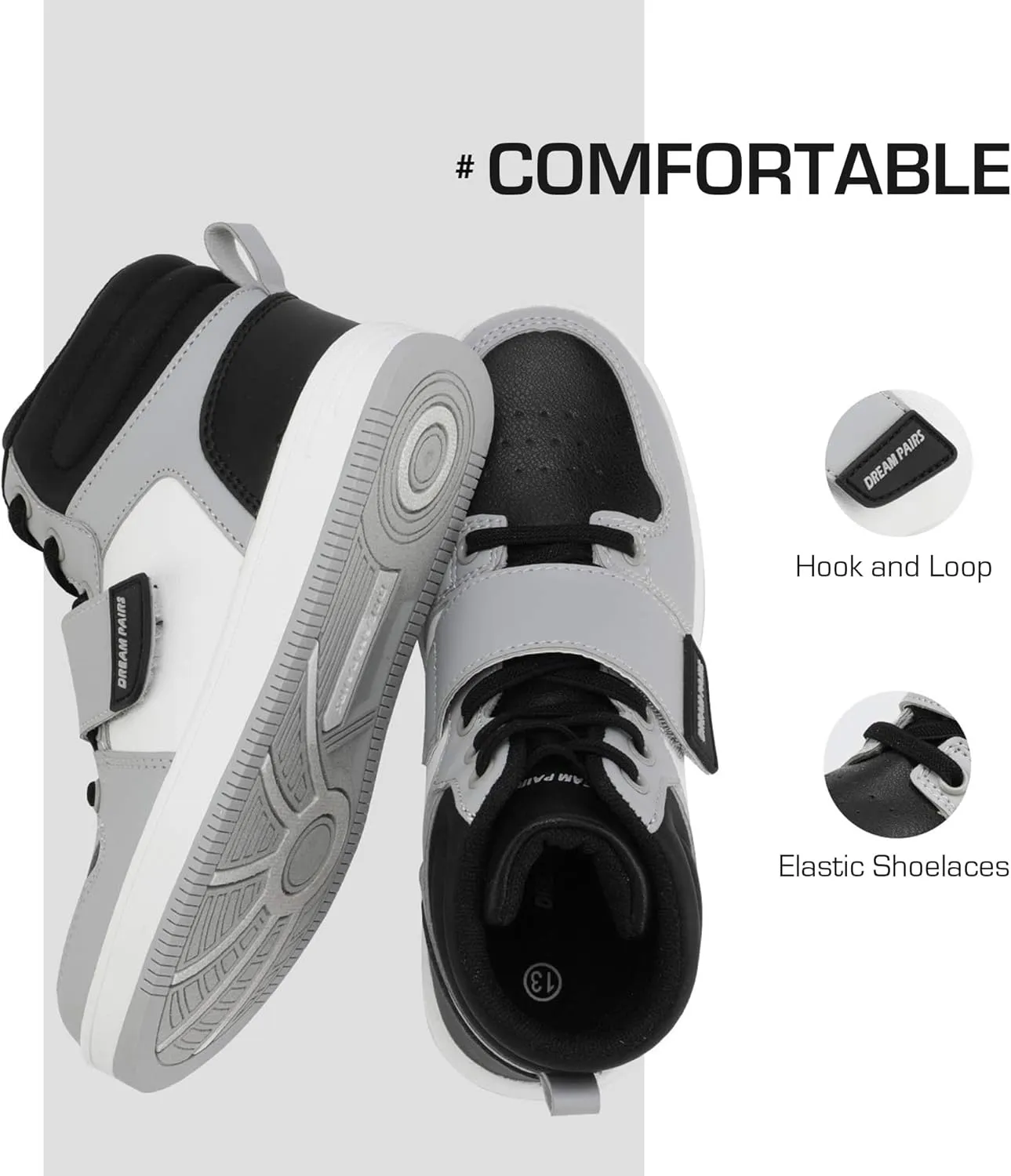 DREAM PAIRS Boys Girls High Top Sneaker LilLegends Skyhigh Basketball Shoes