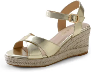 DREAM PAIRS Espadrille Dressy Wedge Sandals, Women's Platform Sandals Casual Summer, Comfortable High Heeled Wedges with Adjustable Buckle