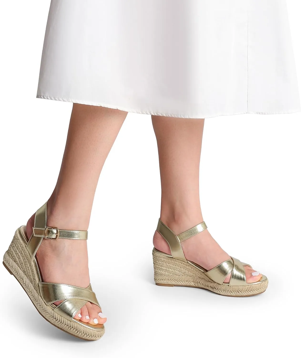 DREAM PAIRS Espadrille Dressy Wedge Sandals, Women's Platform Sandals Casual Summer, Comfortable High Heeled Wedges with Adjustable Buckle