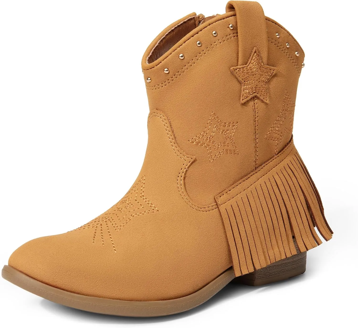 DREAM PAIRS Girls Cowgirl Cowboy Ankle Western Boots Side Zipper Riding Shoes with Tassel Little Kid/Big Kid