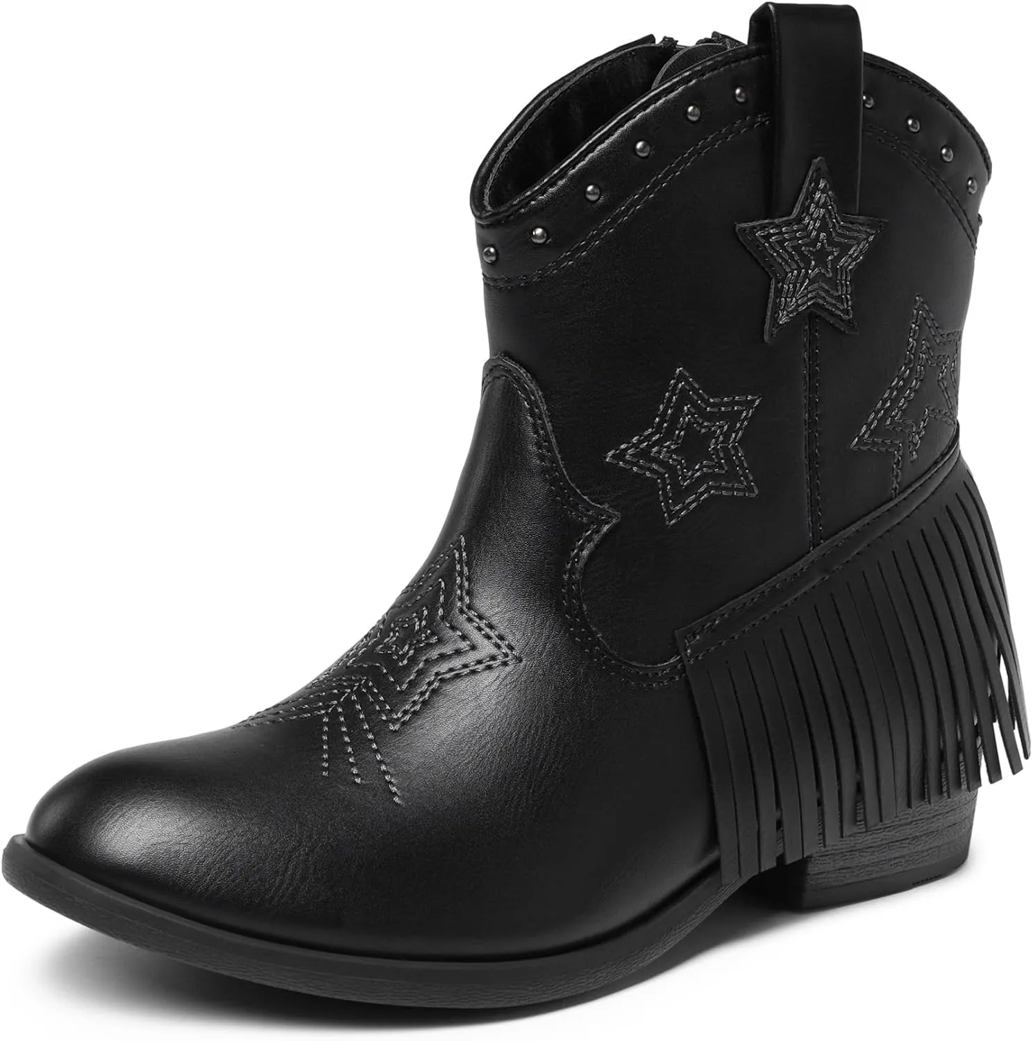 DREAM PAIRS Girls Cowgirl Cowboy Ankle Western Boots Side Zipper Riding Shoes with Tassel Little Kid/Big Kid