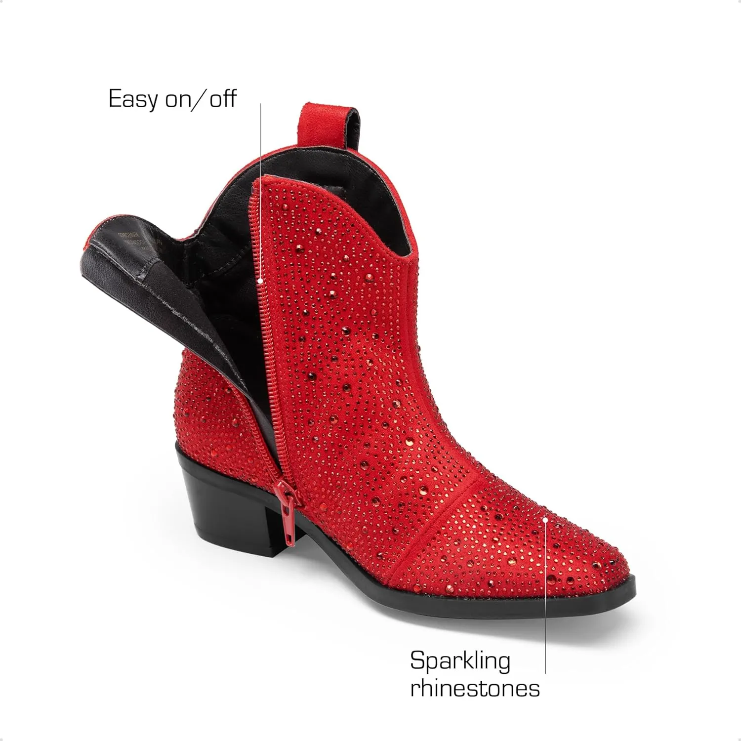 DREAM PAIRS Girls Cowgirl Cowboy Rhinestone Boots Ankle Low Heel Dress Booties