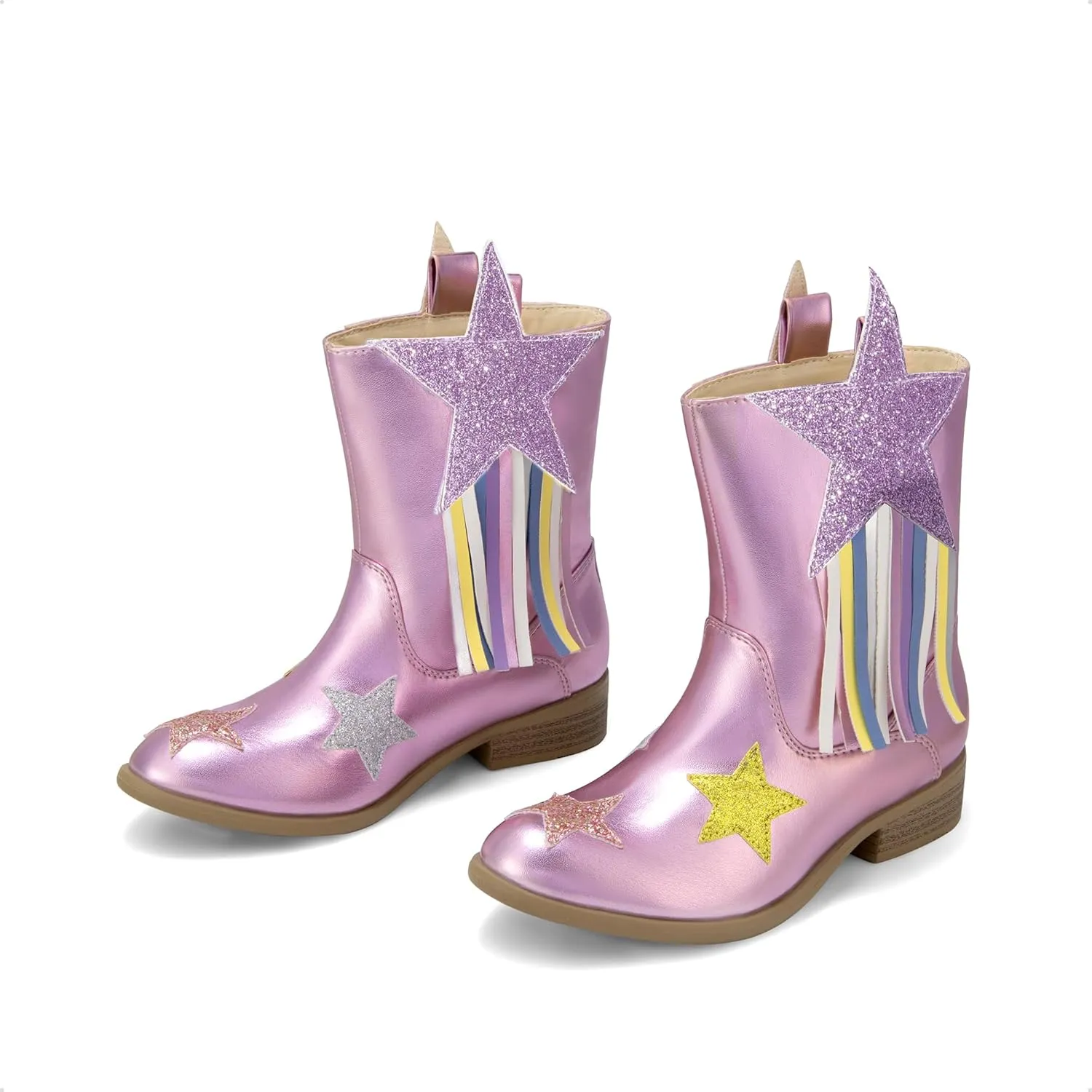 DREAM PAIRS Girls Cowgirl Cowboy Western Mid Calf Tassel Boots