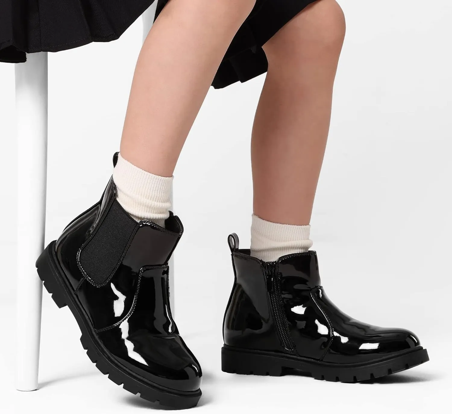 DREAM PAIRS Girls Side Zipper Chelsea Ankle Boots Little Kid/Big Kid
