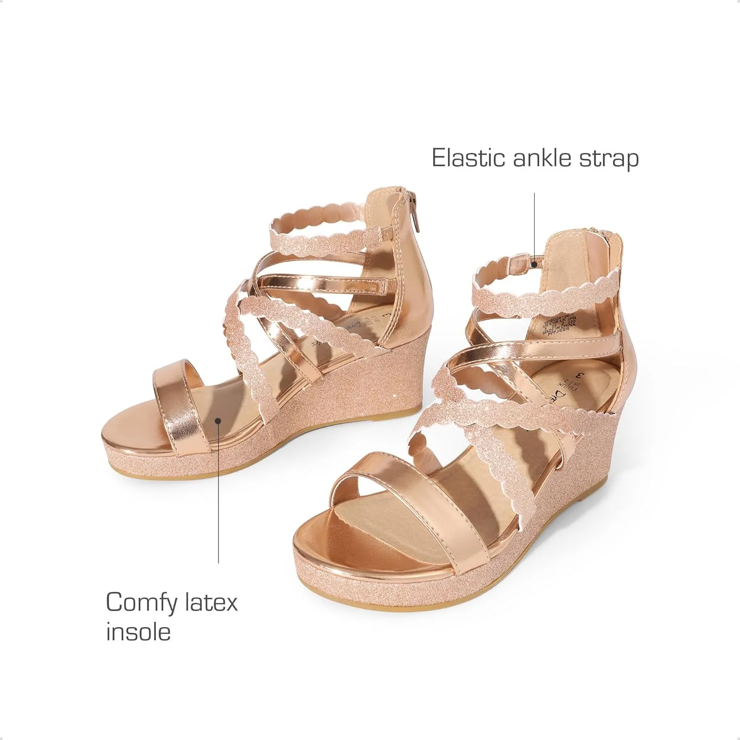 DREAM PAIRS Girls Wedge Sandals Flatform Open Toe Platform Sandals Espadrille Flower Wedding Party for Little Kid/Big Kid