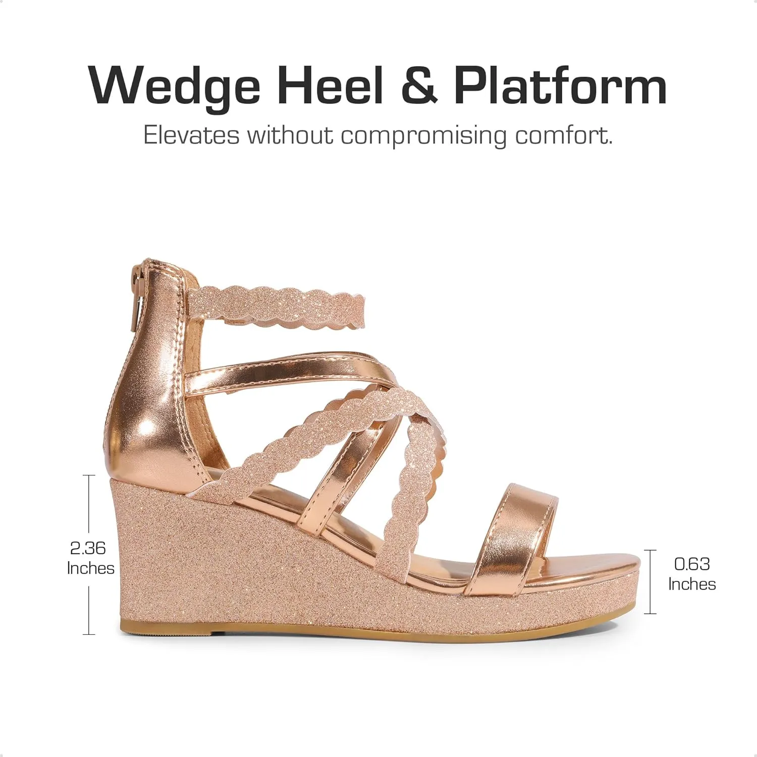 DREAM PAIRS Girls Wedge Sandals Flatform Open Toe Platform Sandals Espadrille Flower Wedding Party for Little Kid/Big Kid