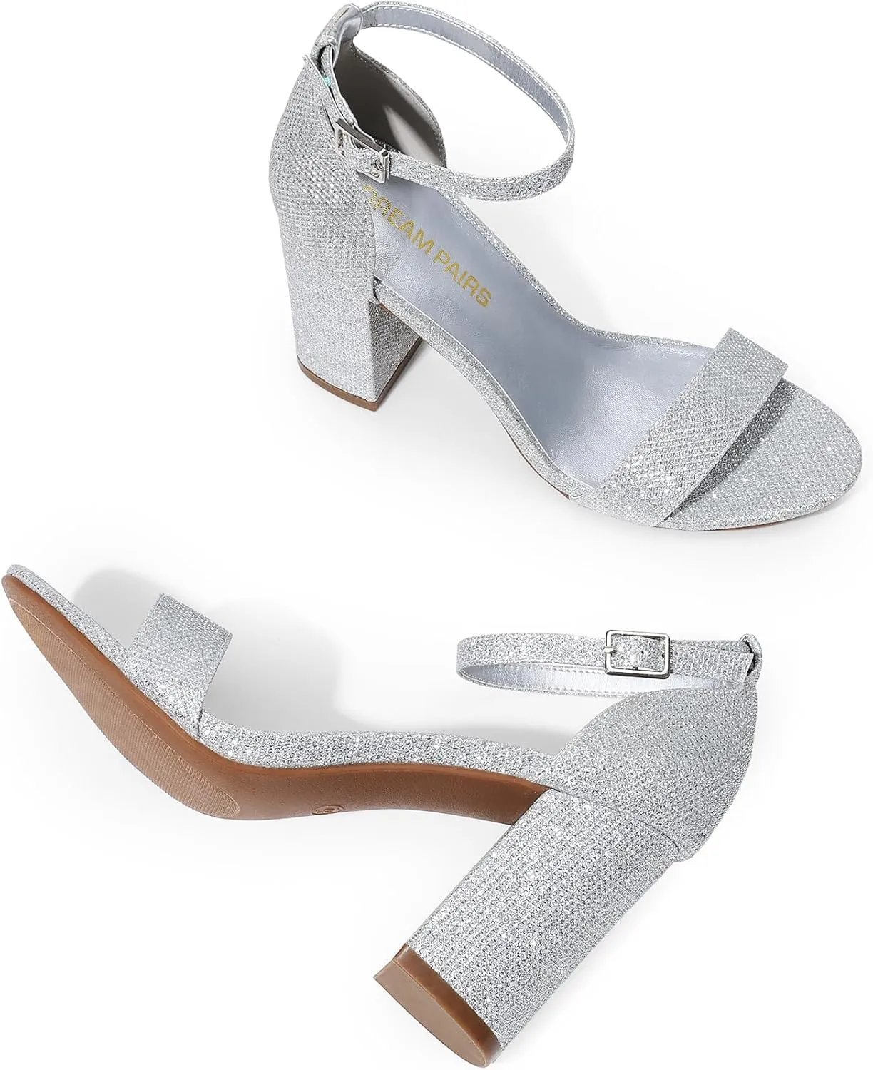 DREAM PAIRS Heels for Women Chunky Block Heel Open Toe Ankle Strap 3.5 Inch Heeled Sandals for Party Date Wedding