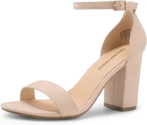 DREAM PAIRS Heels for Women Chunky Block Heel Open Toe Ankle Strap 3.5 Inch Heeled Sandals for Party Date Wedding