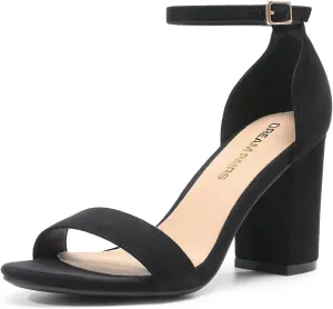 DREAM PAIRS Heels for Women Chunky Block Heel Open Toe Ankle Strap 3.5 Inch Heeled Sandals for Party Date Wedding