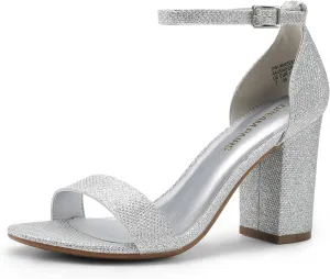 DREAM PAIRS Heels for Women Chunky Block Heel Open Toe Ankle Strap 3.5 Inch Heeled Sandals for Party Date Wedding