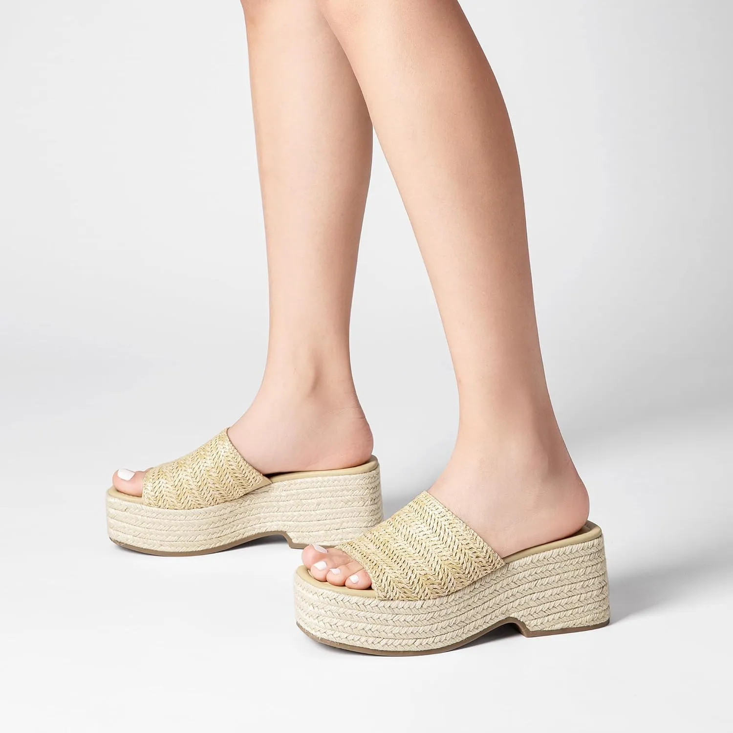 DREAM PAIRS Platform Espadrille Sandals for Women Wedges Slides Slip on Bohemia Sandals Flatform Open Toe Beach Sandals Dressy Outdoor Summer Shoes