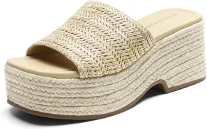 DREAM PAIRS Platform Espadrille Sandals for Women Wedges Slides Slip on Bohemia Sandals Flatform Open Toe Beach Sandals Dressy Outdoor Summer Shoes