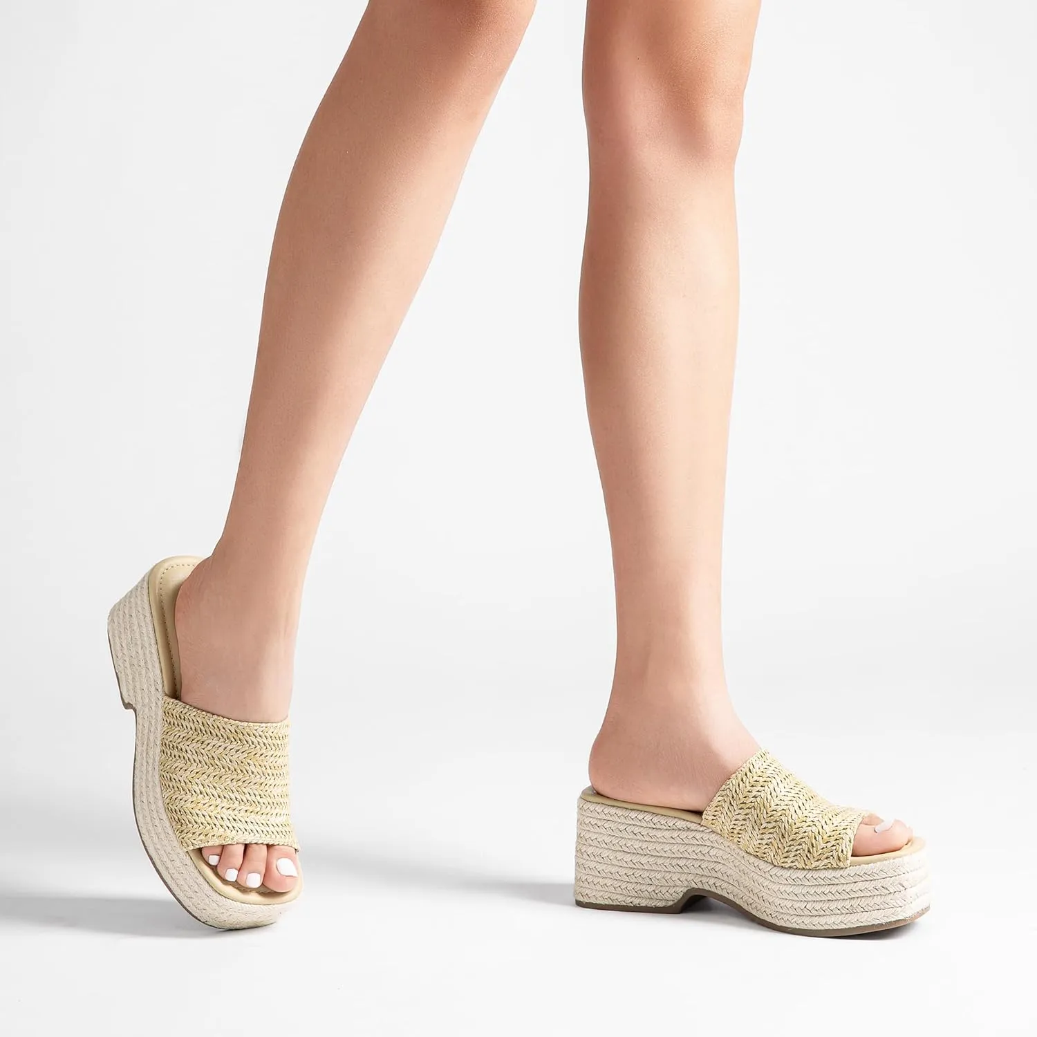 DREAM PAIRS Platform Espadrille Sandals for Women Wedges Slides Slip on Bohemia Sandals Flatform Open Toe Beach Sandals Dressy Outdoor Summer Shoes